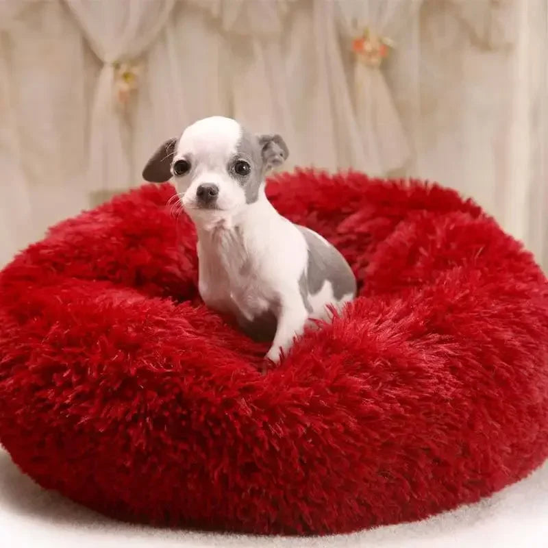 Plush Round Pet Bed - Warm, Non-Slip Cushion for Cats & Dogs (40-100cm)