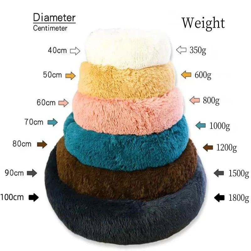 Plush Round Pet Bed - Warm, Non-Slip Cushion for Cats & Dogs (40-100cm)