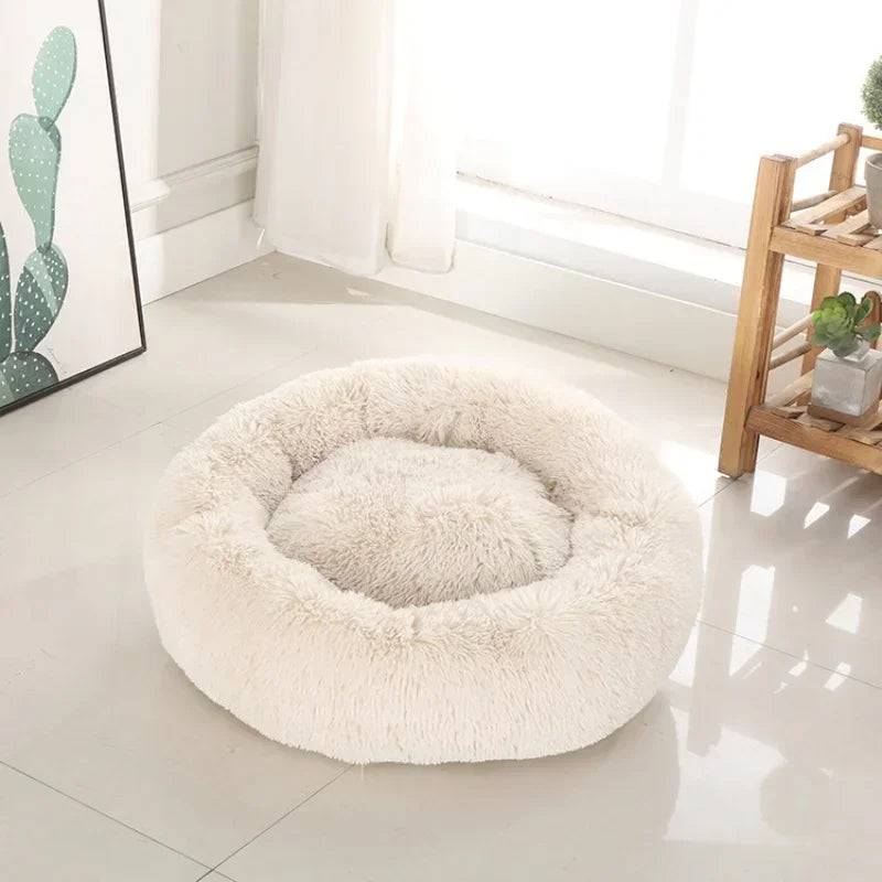 Plush Round Pet Bed - Warm, Non-Slip Cushion for Cats & Dogs (40-100cm)