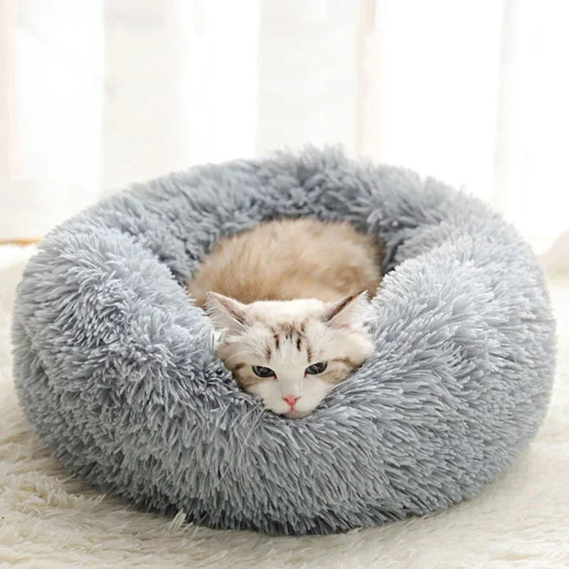 Plush Round Pet Bed - Warm, Non-Slip Cushion for Cats & Dogs (40-100cm)