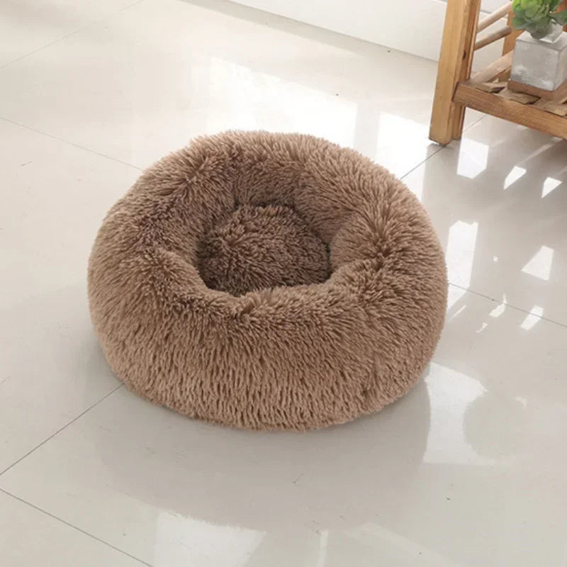 Plush Round Pet Bed - Warm, Non-Slip Cushion for Cats & Dogs (40-100cm)