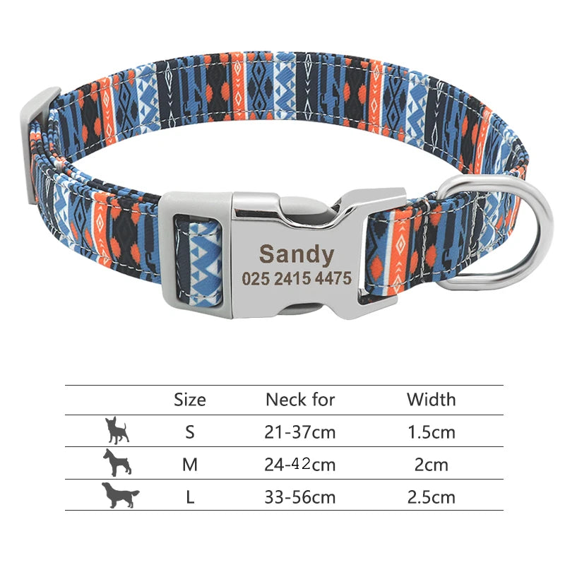 Personalized Nylon Dog Collar with Custom Nameplate ID Tag for Small, Medium & Large Pets - Engraved, Durable, Stylish Accessories for Puppies