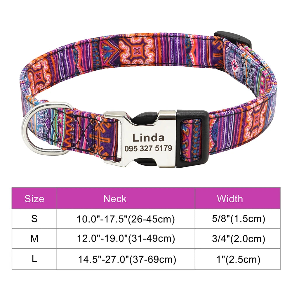 Personalized Nylon Dog Collar with Custom Nameplate ID Tag for Small, Medium & Large Pets - Engraved, Durable, Stylish Accessories for Puppies