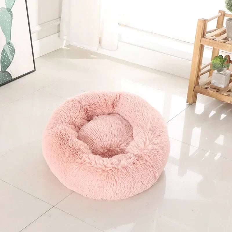 Plush Round Pet Bed - Warm, Non-Slip Cushion for Cats & Dogs (40-100cm)