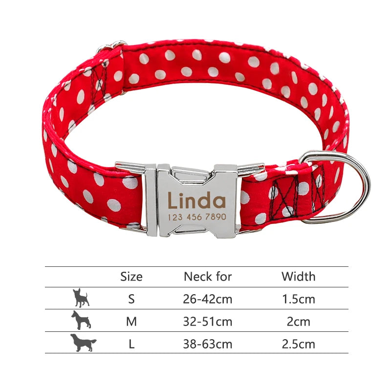 Personalized Nylon Dog Collar with Custom Nameplate ID Tag for Small, Medium & Large Pets - Engraved, Durable, Stylish Accessories for Puppies