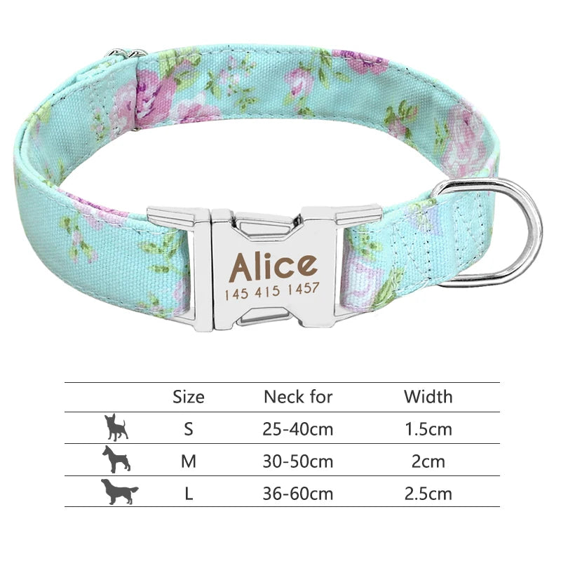 Personalized Nylon Dog Collar with Custom Nameplate ID Tag for Small, Medium & Large Pets - Engraved, Durable, Stylish Accessories for Puppies