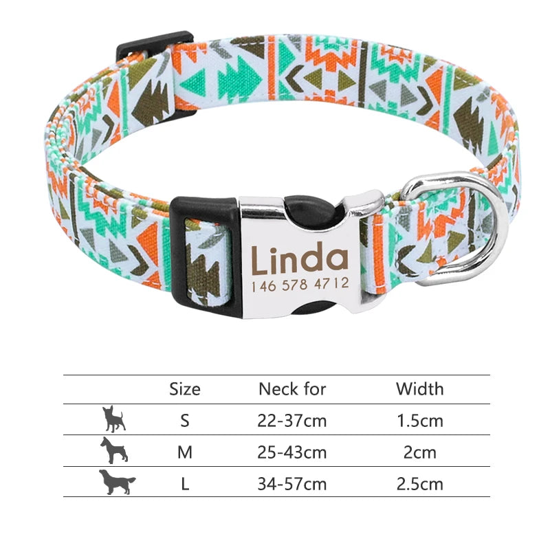 Personalized Nylon Dog Collar with Custom Nameplate ID Tag for Small, Medium & Large Pets - Engraved, Durable, Stylish Accessories for Puppies