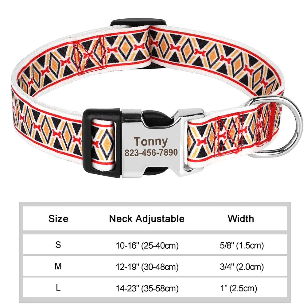 Personalized Nylon Dog Collar with Custom Nameplate ID Tag for Small, Medium & Large Pets - Engraved, Durable, Stylish Accessories for Puppies