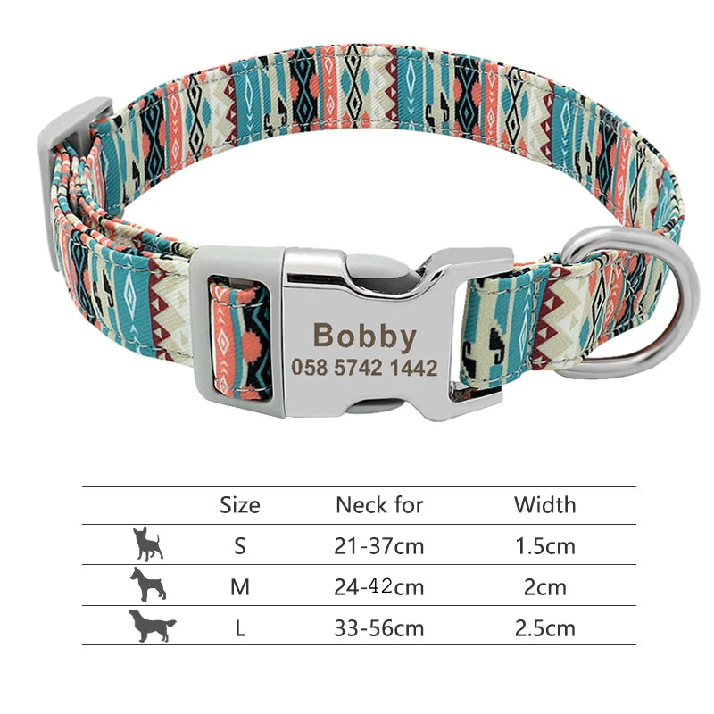 Personalized Nylon Dog Collar with Custom Nameplate ID Tag for Small, Medium & Large Pets - Engraved, Durable, Stylish Accessories for Puppies