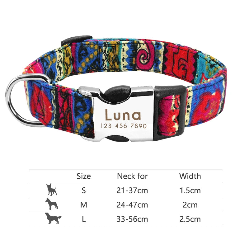 Personalized Nylon Dog Collar with Custom Nameplate ID Tag for Small, Medium & Large Pets - Engraved, Durable, Stylish Accessories for Puppies