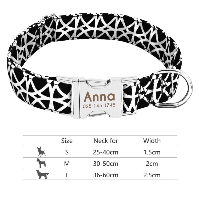 Personalized Nylon Dog Collar with Custom Nameplate ID Tag for Small, Medium & Large Pets - Engraved, Durable, Stylish Accessories for Puppies