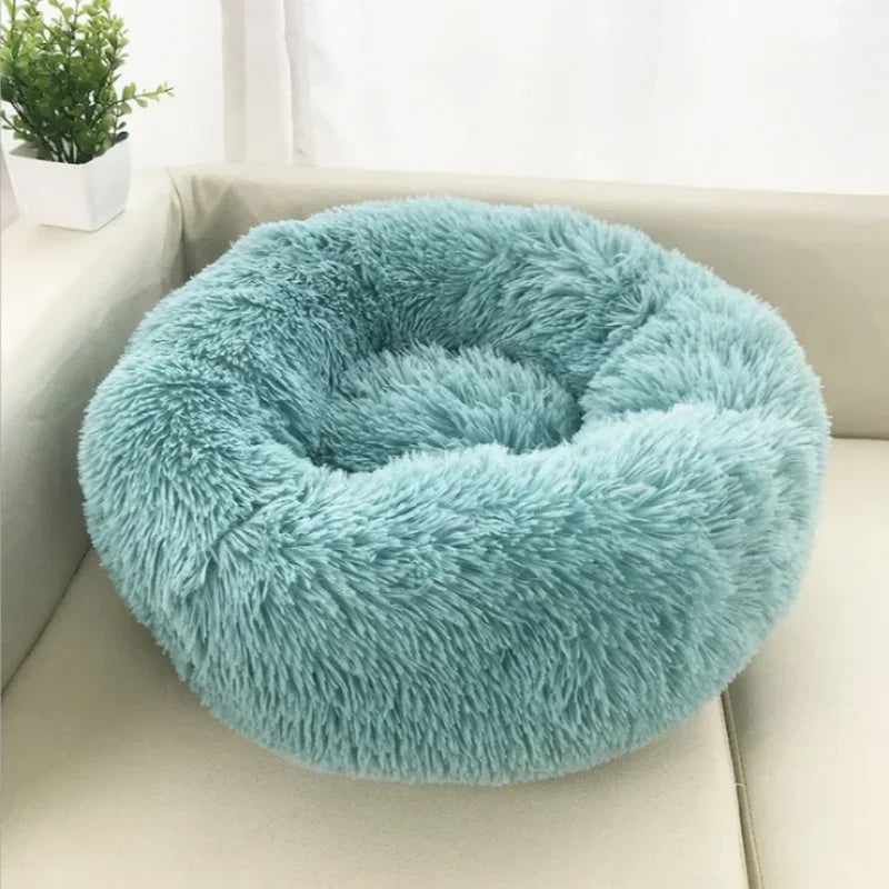 Plush Round Pet Bed - Warm, Non-Slip Cushion for Cats & Dogs (40-100cm)
