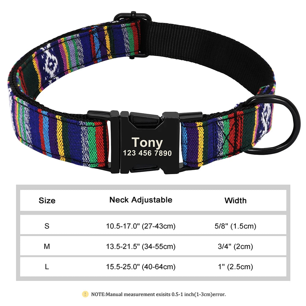 Personalized Nylon Dog Collar with Custom Nameplate ID Tag for Small, Medium & Large Pets - Engraved, Durable, Stylish Accessories for Puppies