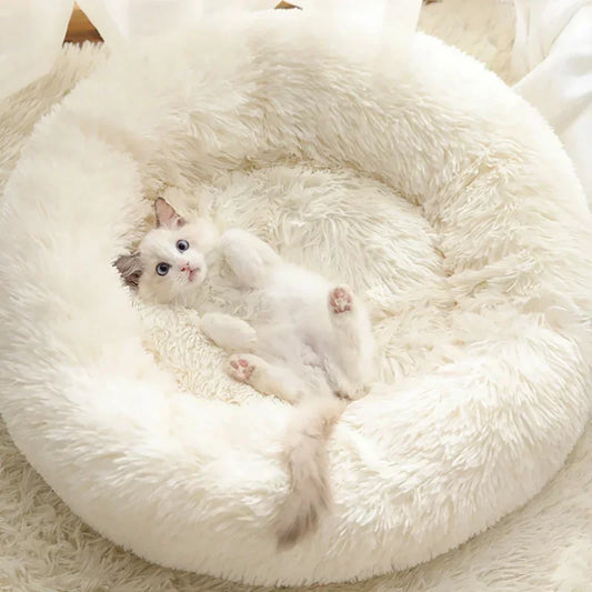 Plush Round Pet Bed - Warm, Non-Slip Cushion for Cats & Dogs (40-100cm)