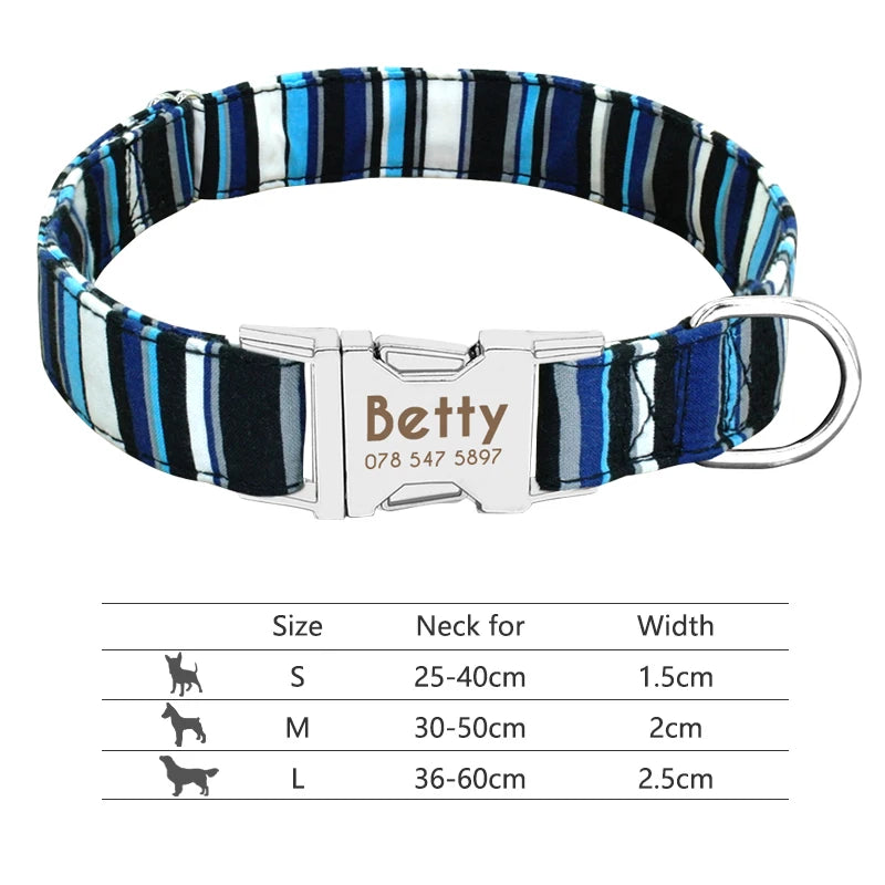 Personalized Nylon Dog Collar with Custom Nameplate ID Tag for Small, Medium & Large Pets - Engraved, Durable, Stylish Accessories for Puppies