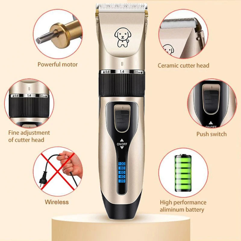 Cordless Dog Clippers - Rechargeable Grooming Trimmer