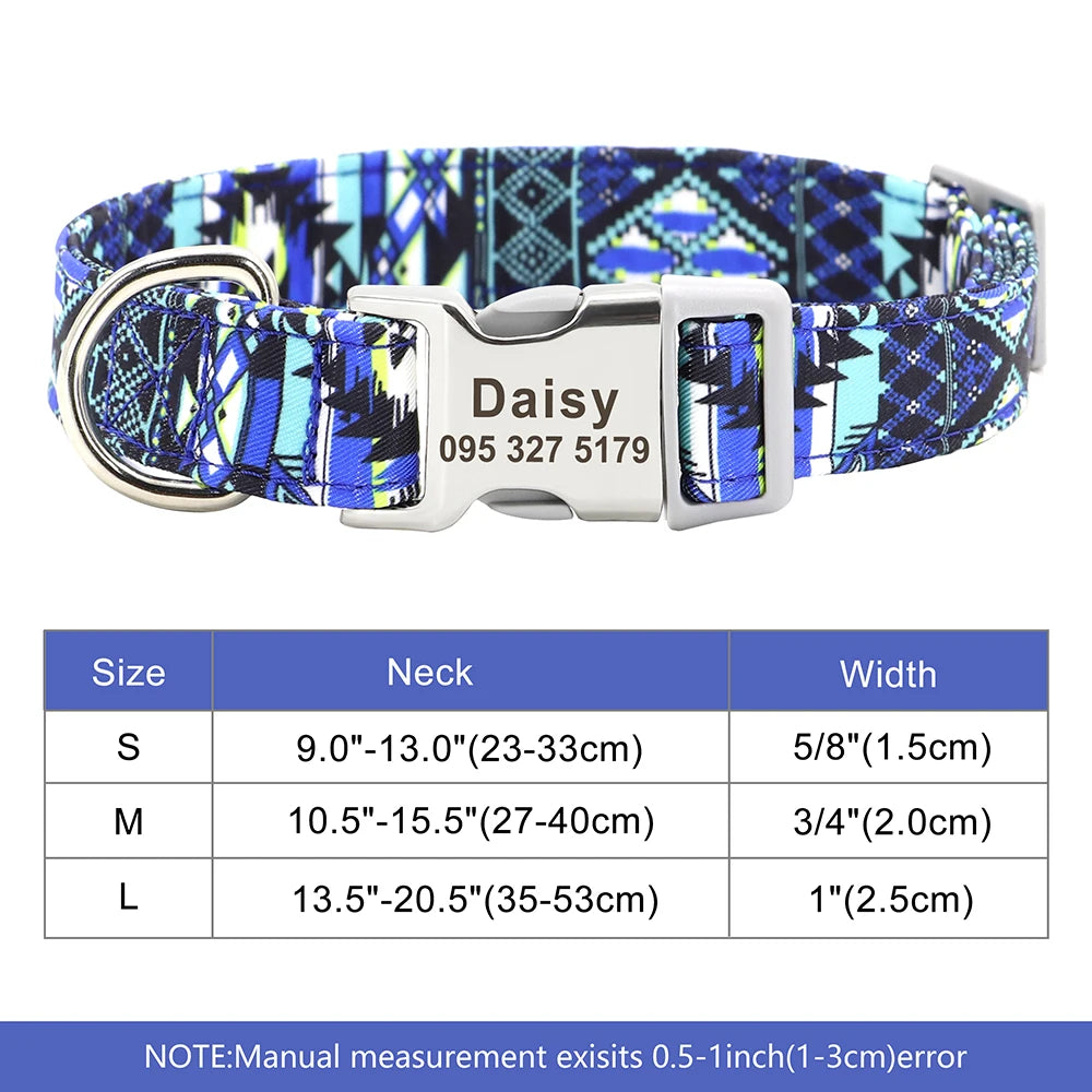 Personalized Nylon Dog Collar with Custom Nameplate ID Tag for Small, Medium & Large Pets - Engraved, Durable, Stylish Accessories for Puppies