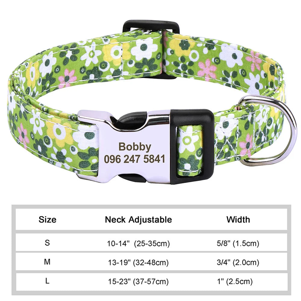 Personalized Nylon Dog Collar with Custom Nameplate ID Tag for Small, Medium & Large Pets - Engraved, Durable, Stylish Accessories for Puppies