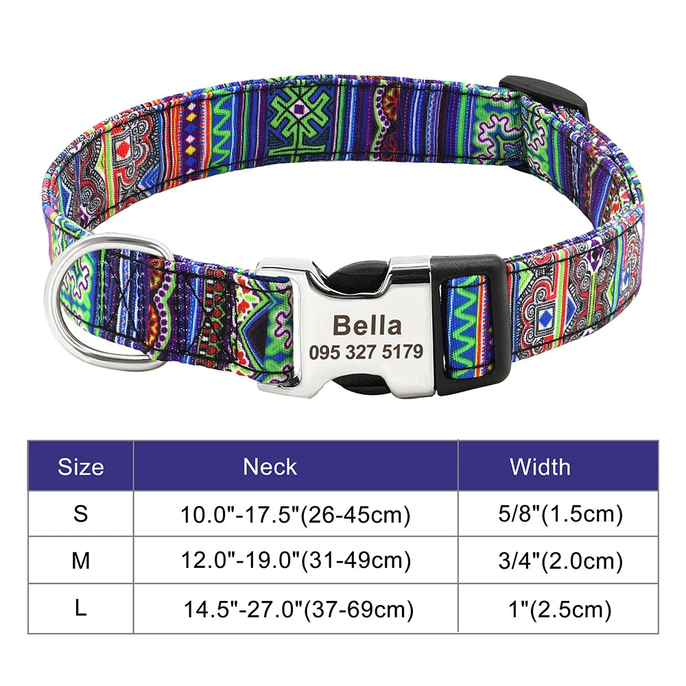 Personalized Nylon Dog Collar with Custom Nameplate ID Tag for Small, Medium & Large Pets - Engraved, Durable, Stylish Accessories for Puppies