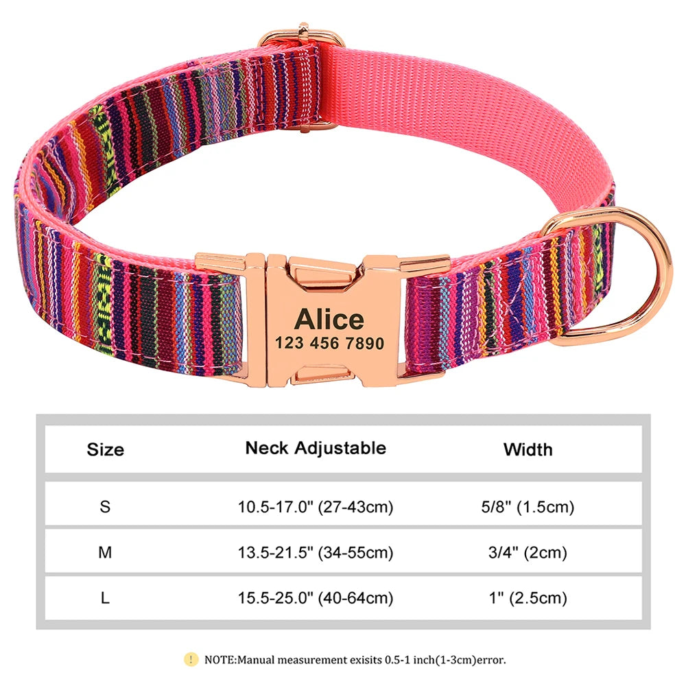 Personalized Nylon Dog Collar with Custom Nameplate ID Tag for Small, Medium & Large Pets - Engraved, Durable, Stylish Accessories for Puppies