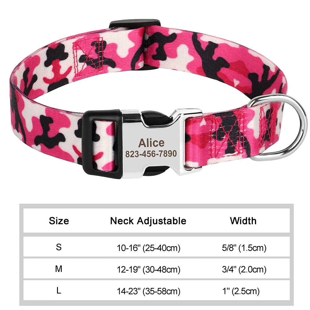 Personalized Nylon Dog Collar with Custom Nameplate ID Tag for Small, Medium & Large Pets - Engraved, Durable, Stylish Accessories for Puppies