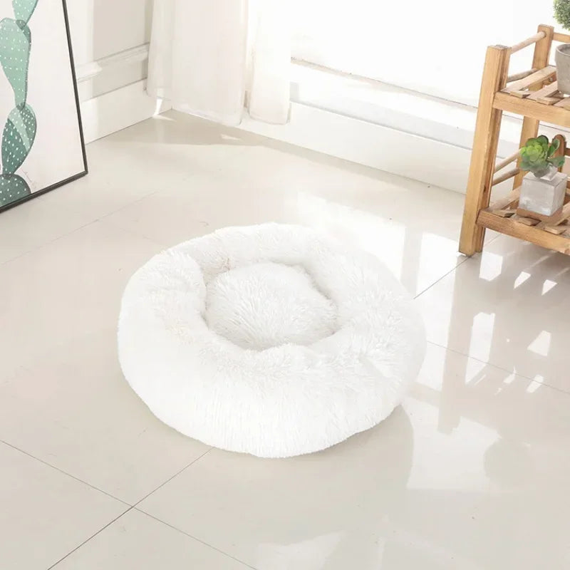 Plush Round Pet Bed - Warm, Non-Slip Cushion for Cats & Dogs (40-100cm)