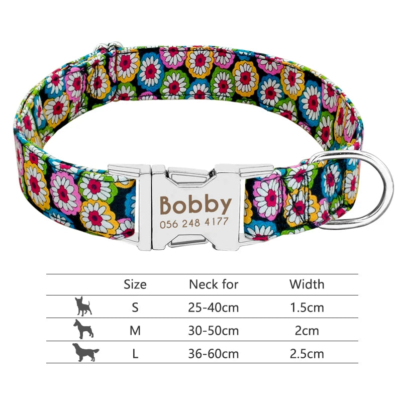 Personalized Nylon Dog Collar with Custom Nameplate ID Tag for Small, Medium & Large Pets - Engraved, Durable, Stylish Accessories for Puppies