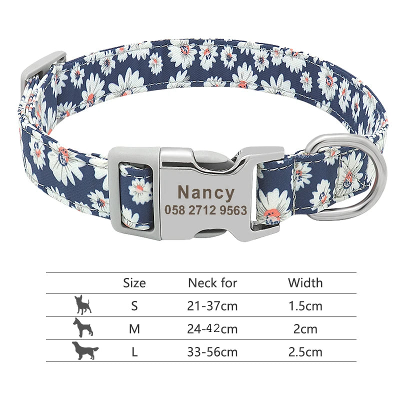 Personalized Nylon Dog Collar with Custom Nameplate ID Tag for Small, Medium & Large Pets - Engraved, Durable, Stylish Accessories for Puppies