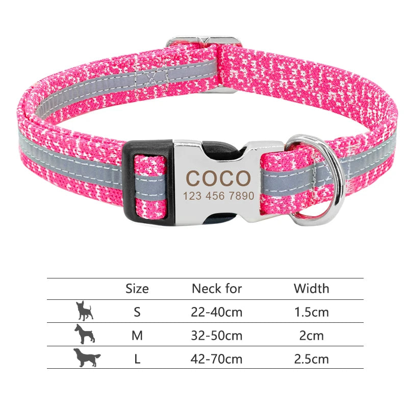 Personalized Nylon Dog Collar with Custom Nameplate ID Tag for Small, Medium & Large Pets - Engraved, Durable, Stylish Accessories for Puppies